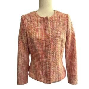 Vintage Talbots Pink Tweed Knit Blazer Jacket Size 4 Preppy Classic Career Twee